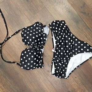 Victoria’s Secret Black and White Polka Dot Two Piece Bathing Suit